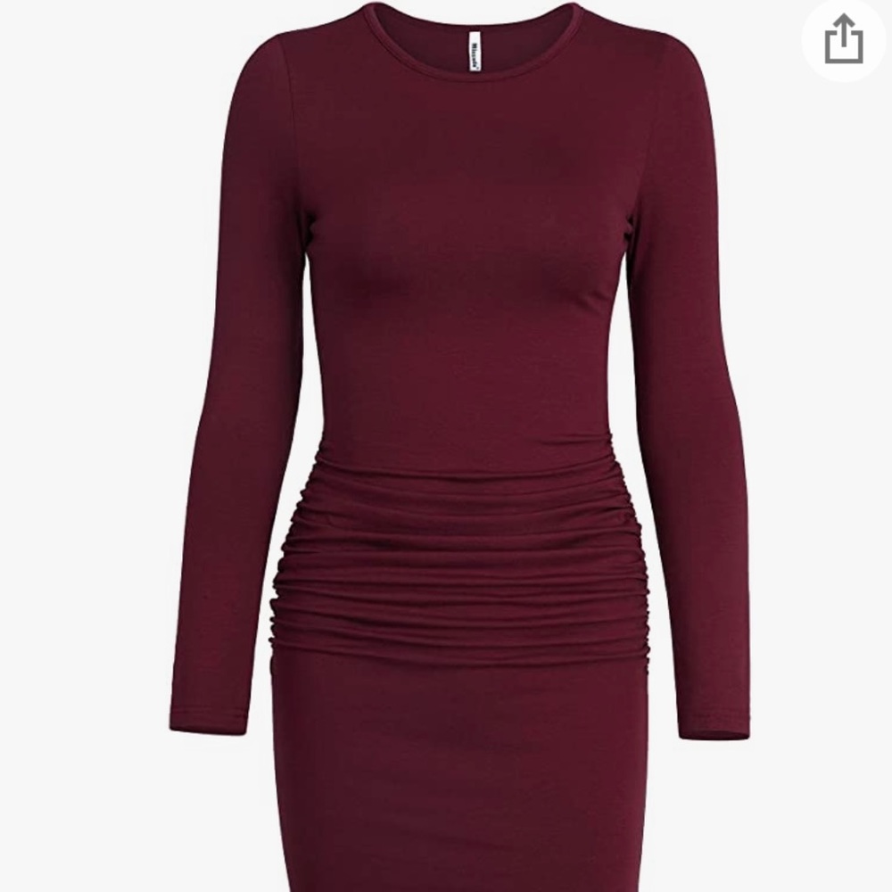 Dress - new - knee length ruched long sleeves